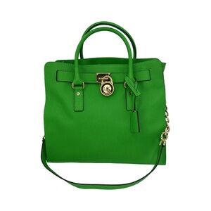 Michael Kors Green and Gold Satchel with Structured Design